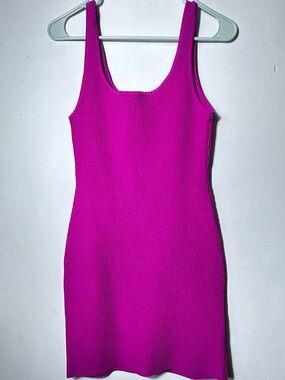 Babaton Fuchsia Ribbed Tank Mini Dress